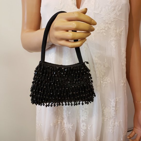 NWOT small Beaded Black Bag. - Picture 9 of 11